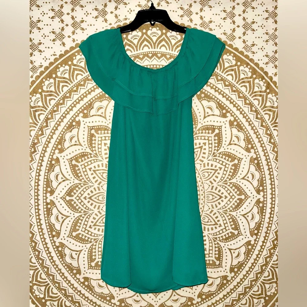 ✨HP✨ GORGEOUS “MARY & MABEL” KELLY GREEN RUFFLE DRESS, LADIES SIZE SMALL - Picture 1 of 5